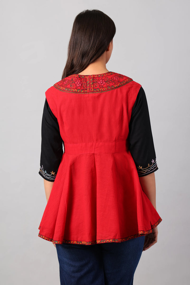 Red Madhubani Shrug