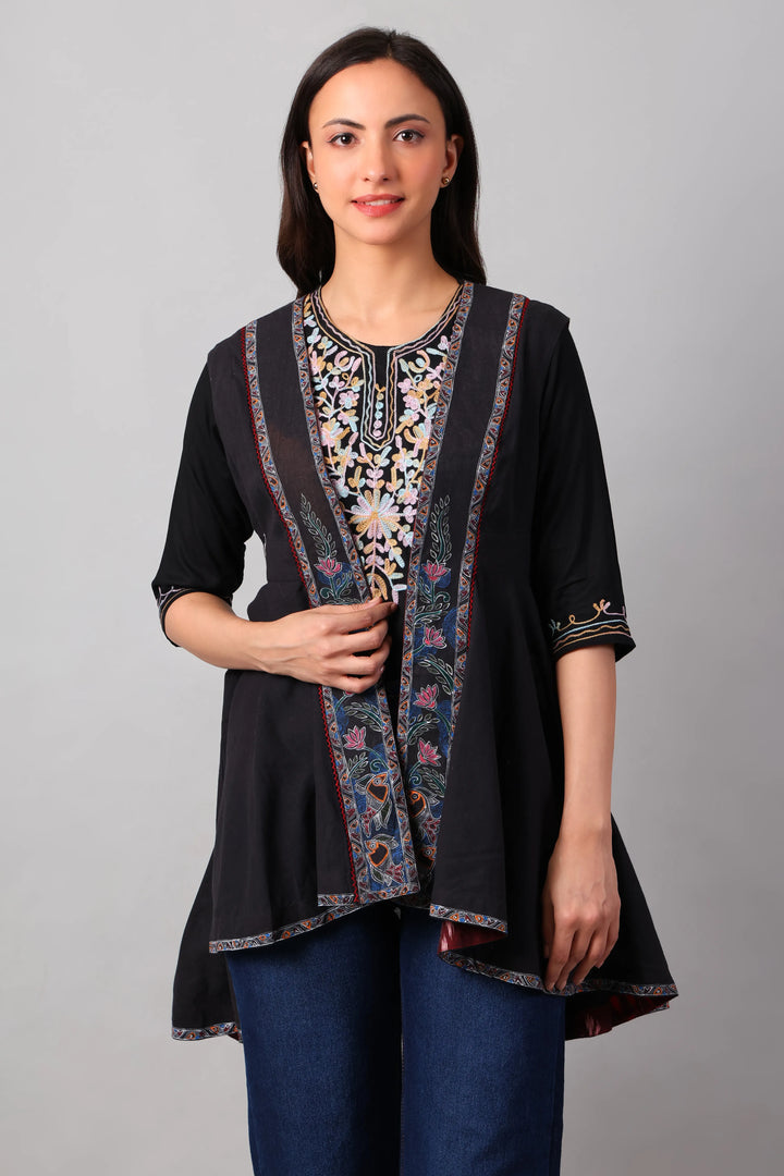 Black Madhubani Shrug