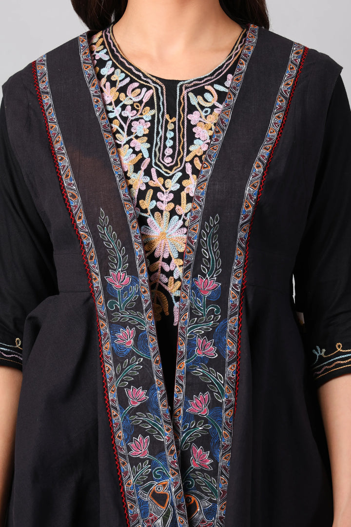Black Madhubani Shrug