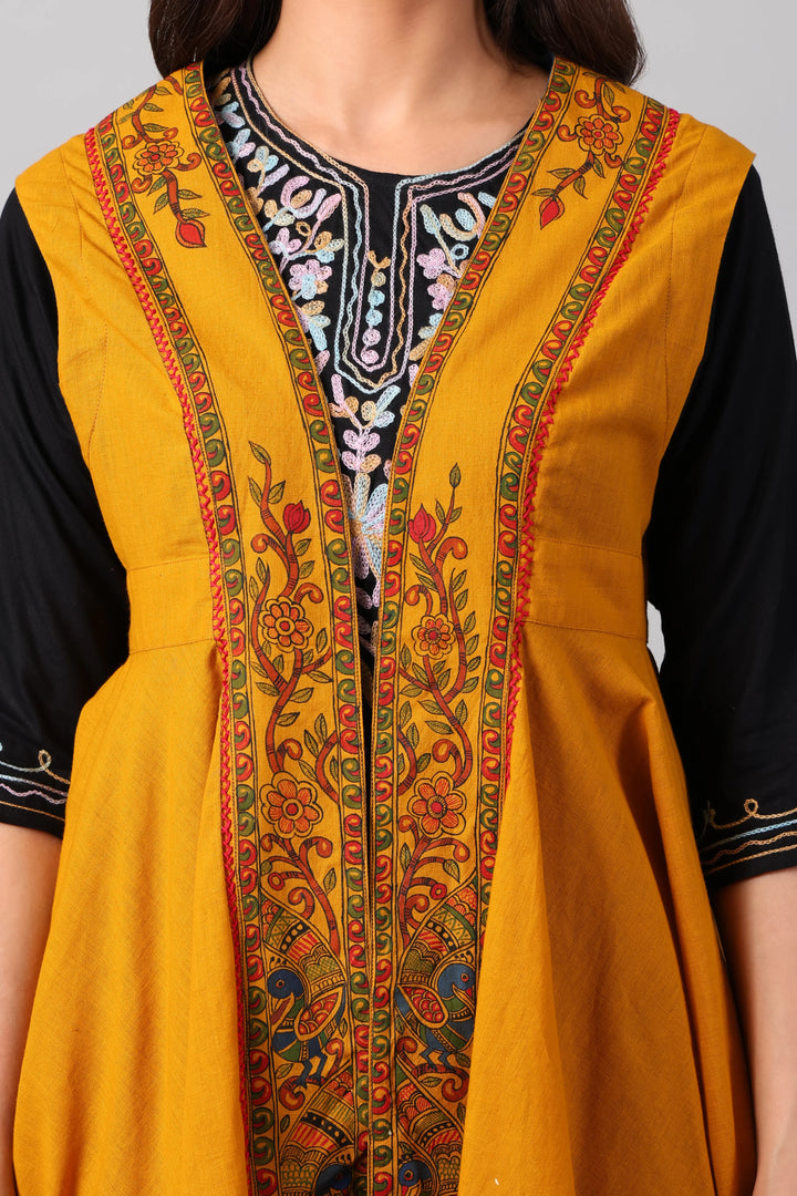 Mustard Yellow Madhubani Shrug