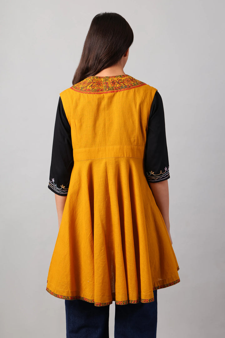 Mustard Yellow Madhubani Shrug