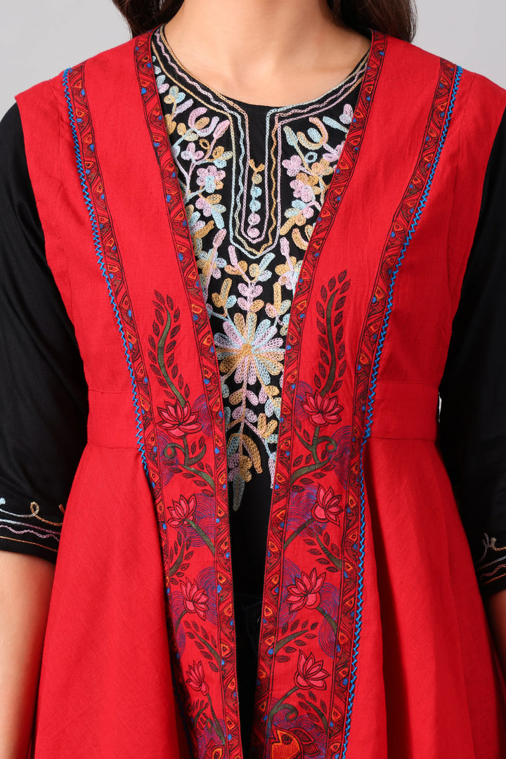 Red Madhubani Shrug