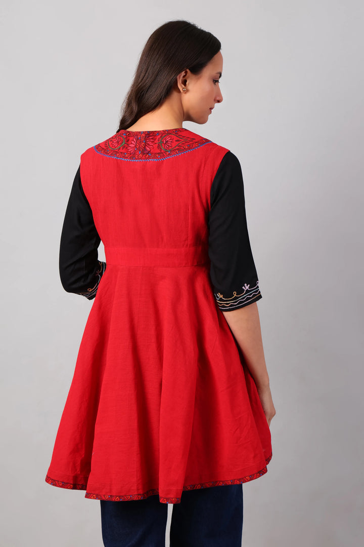 Red Madhubani Shrug